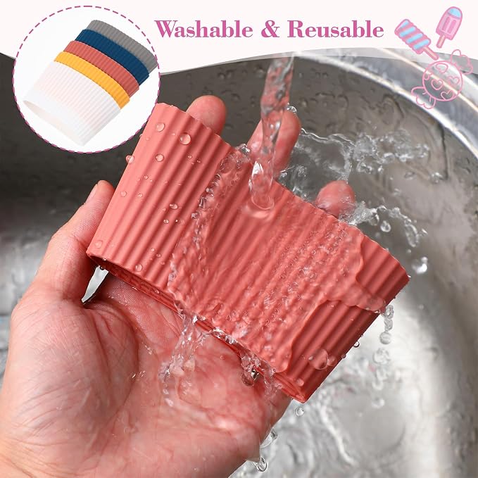 6 Pack Coffee Cup Sleeves Reusable Silicone Cup Sleeve Heat Resistant Nonslip - Image 3