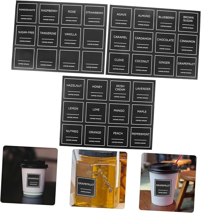Unomor 3sheets Kitchen Labels of Syrup Food Storage Decals Sticker Labels - Image 8