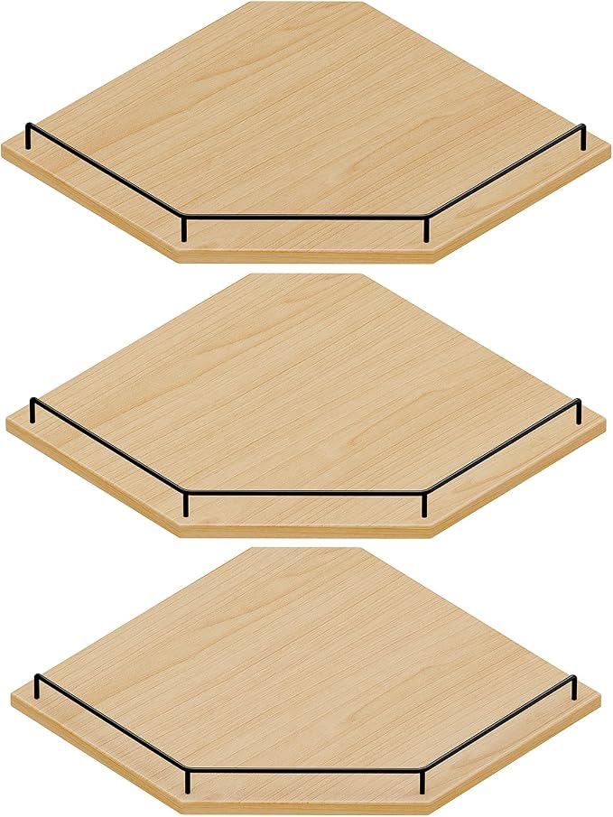 JJL Corner Shelf Wall Mounted, 12 Inches 3-Tier Floating Corner Shelf, Hexagon by Unknown
