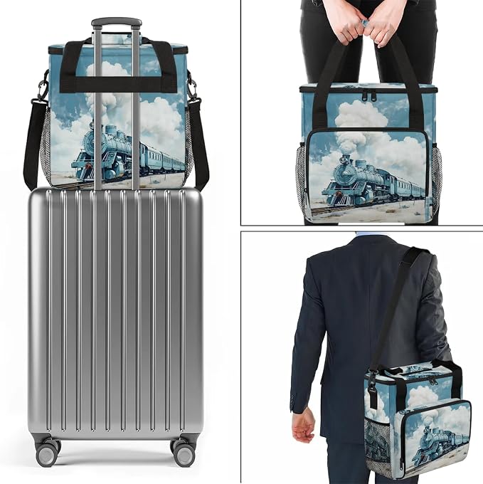 Steam Train Coffee Maker Carring Bag, Large Insulated Storage Organizer Case - Image 7