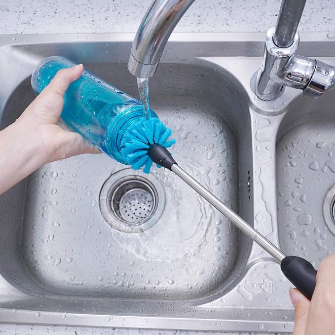 MOSOLAN Stainless Steel Water Bottle Brush, Long Handle Scrubbing Brush - Image 8
