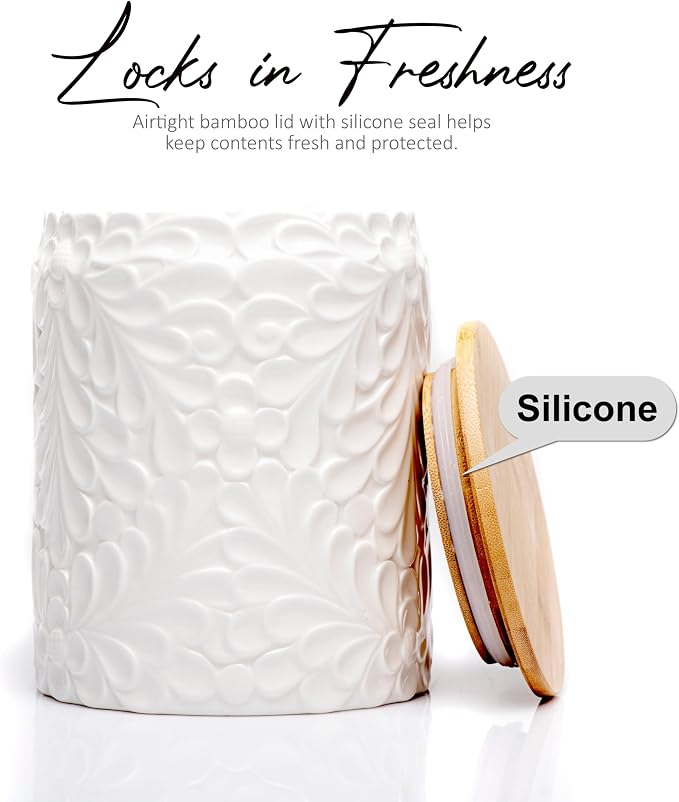 Small Engraved Ceramic Kitchen Canister - Image 5