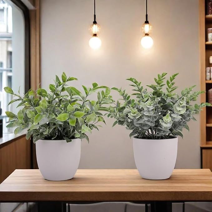 Artificial Plants Decoration Norfolk Potted Faux Fake Eucalyptus mini Cute sage - Image 7