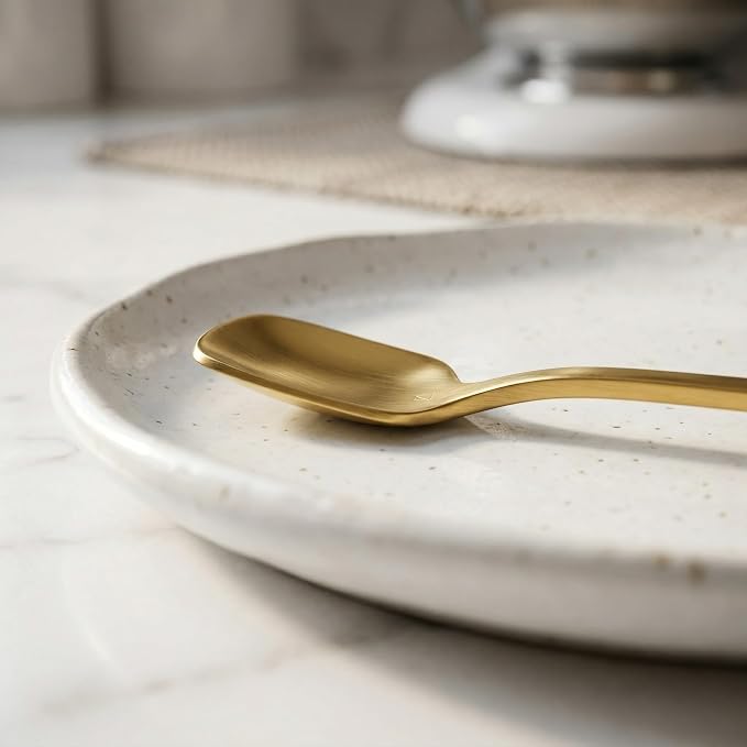 Gold Coffee Spoons Set of 4, 6.69-Inch Long Handle Square Espresso Spoons | - Image 9