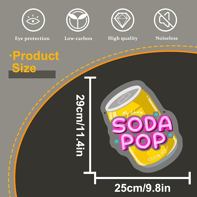 Allball Soda Pop Neon Sign, Beverage Neon Light USB Powered LED Soda Can - Image 5
