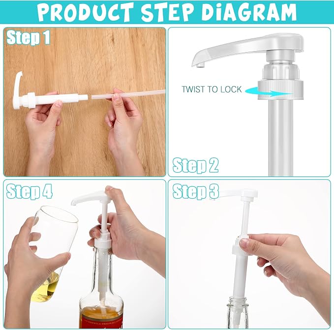 Zopeal 8 Pieces Coffee Syrup Pump Dispenser Fits 750ml/25.4oz Bottles, Skinny - Image 7