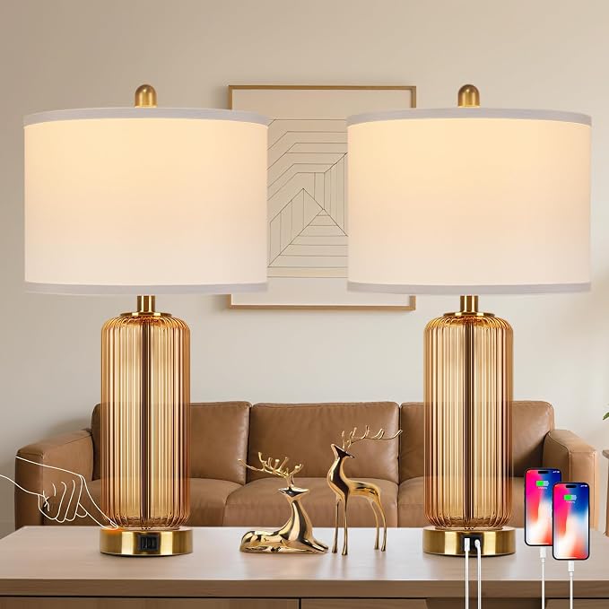 Table Lamps Set of 2 with Touch Control, 3-Way Dimmable Nightstand Lamp with - Image 8
