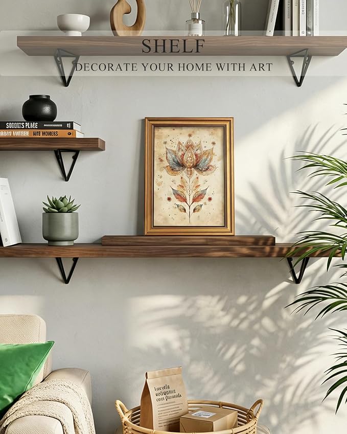 ARPEOTCY Gold Framed Canvas Wall Art, Boho Lotus Flower Wall Decor, Farmhouse - Image 7