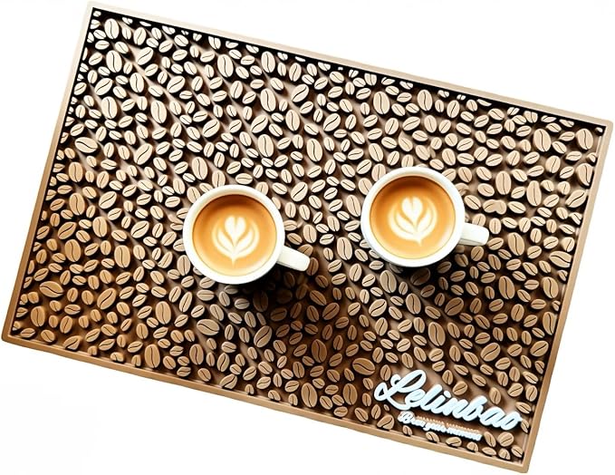 Bar Mats for Countertops, Heavy Duty Rubber Mat, 3D Coffee Bean Coffee Bar Mat by LelinbaosHome