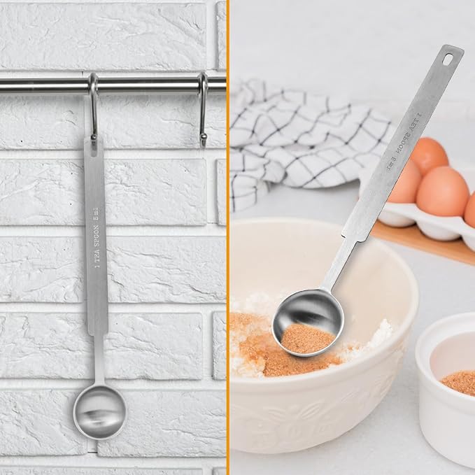 2pcs Teaspoons Measuring Spoon, 1 Teaspoon Stainless Steel Coffee Scoop Long - Image 3