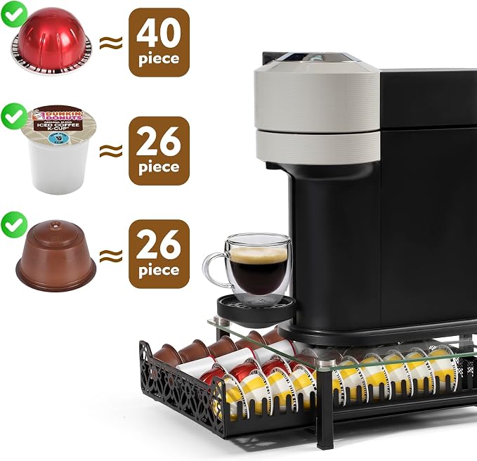 RECAPS Crystal Tempered Glass Coffee Pod Drawer Organizer Compatible - Image 7