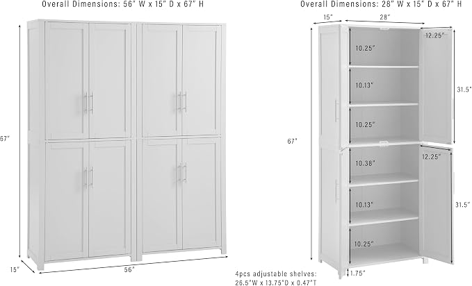Crosley Furniture Savannah 2-Piece Pantry Storage Cabinet Set - Image 3