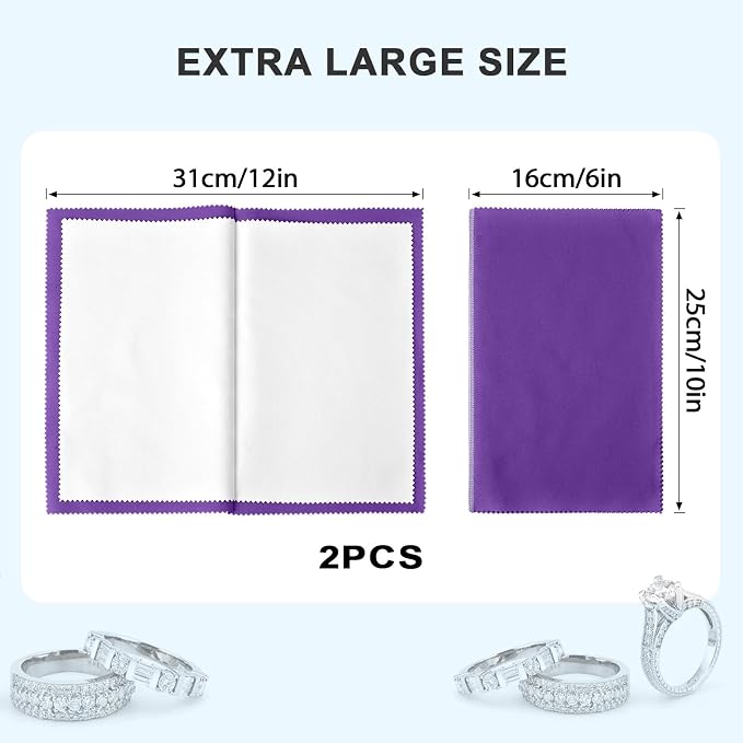 SEVENWELL 2pcs Silver Polishing & Cleaning Cloth, Sterling Silver Silverware - Image 4