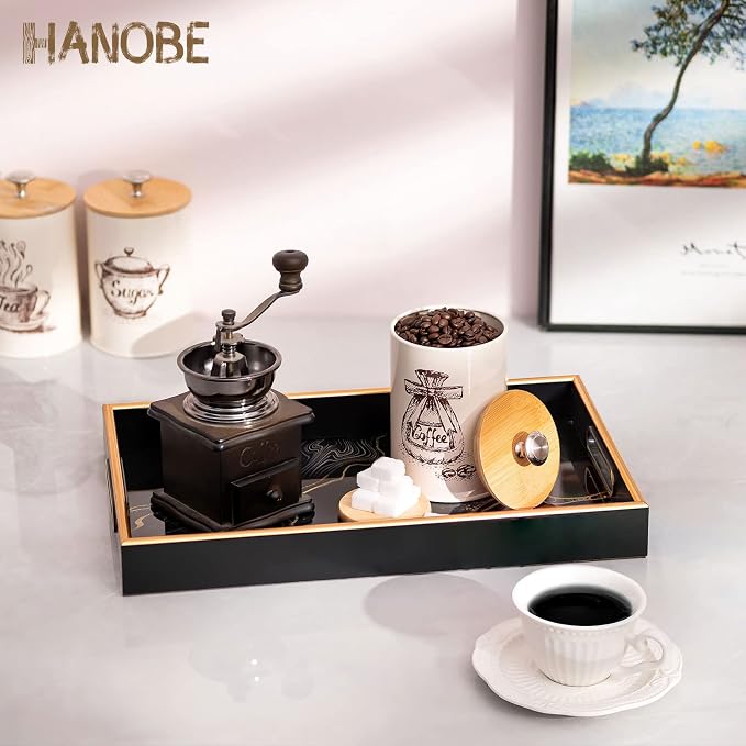 Hanobe Decorative Serving Tray Black: Coffee Table Tray - Image 8