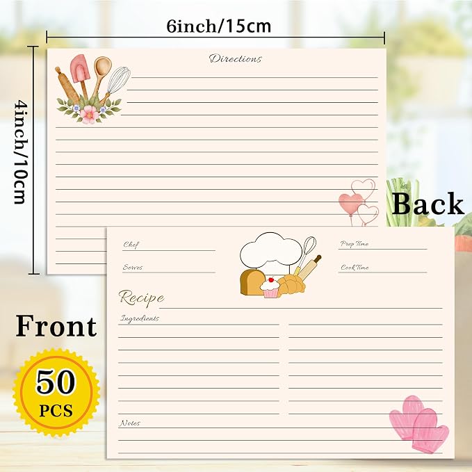 YOJO Recipe Cards, Double Sided Thick Cardstock, Recipe Index Cards - Image 2