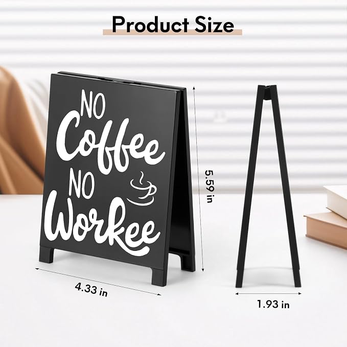 No Coffee No Workee Desk Decor Sign Retro Coffees Shop Table Display - Image 2