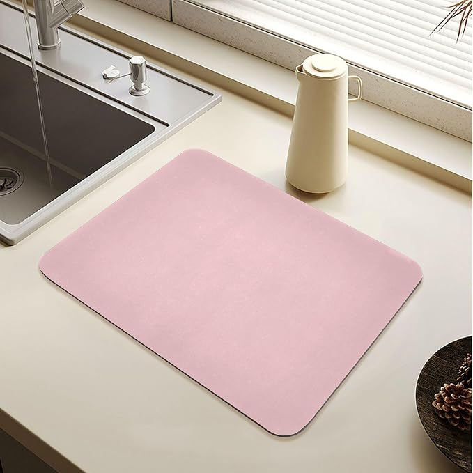 Light Pink Dish Drying Mat for Kitchen Counter No-slip Rubber Bottom Dish by Sinestour