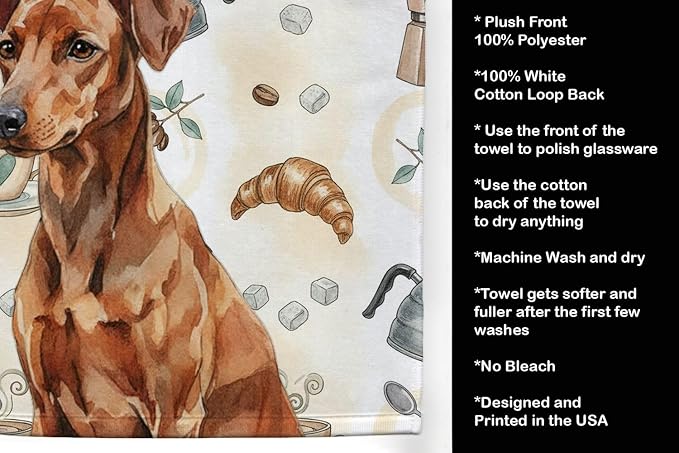 Caroline's Treasures Red German Pinscher Coffee Bar Kitchen Towel Velour Plush - Image 4