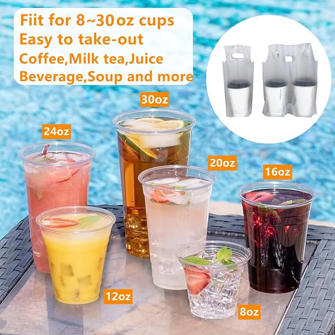 Elyfree 200 Pcs Drink Carrier for Delivery, Portable Take Out Bags - Image 7