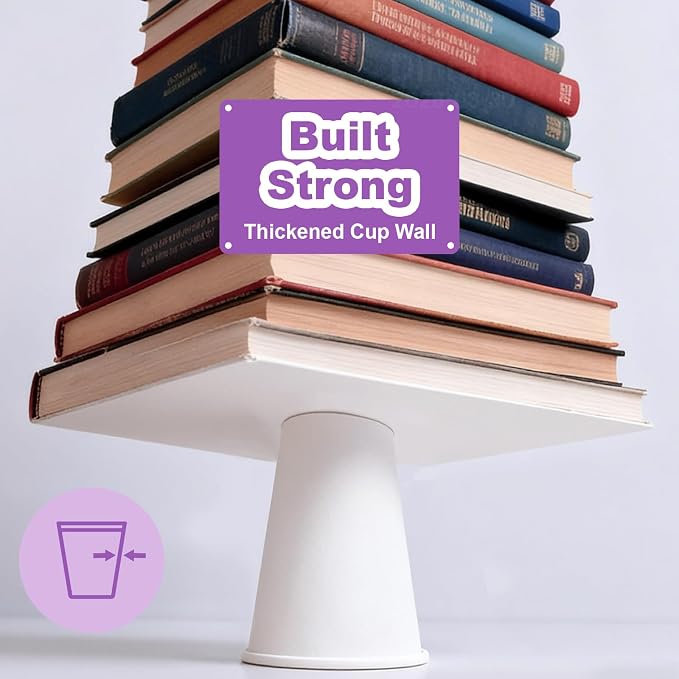 16 oz 100 Pack Bulk Disposable Paper Cups, Leak Proof White - Image 5