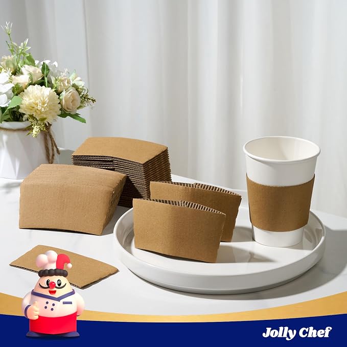 JOLLY CHEF 500 Pack Paper Coffee Cups Sleeves, 20 oz Disposable Paper Cups - Image 3