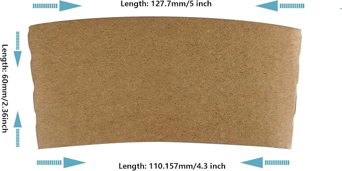 Disposable Coffee Cup Sleeves, Corrugated Kraft Paper Hot Cup Sleeves Fit - Image 2