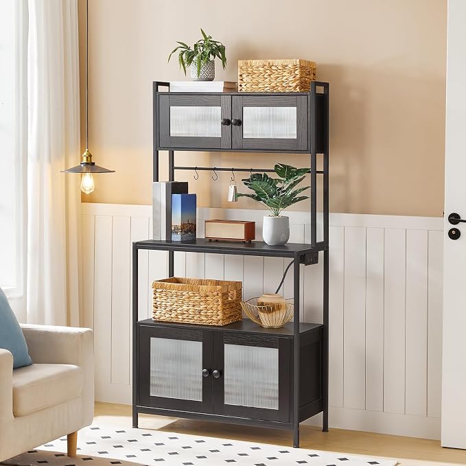 HOOBRO Bakers Rack with Storage Cabinet, 5-Tier Coffee Bar with Power Outlet - Image 8