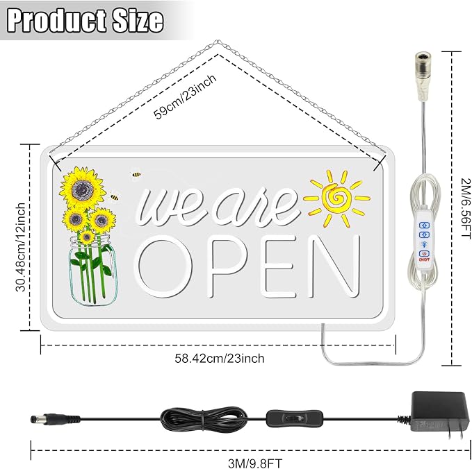Neon We are Open Signs for Business, 23*12'' Open Sign - Image 6