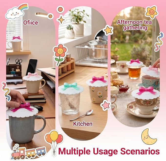 8 Pcs Silicone Cup Covers, Colorful Anti-Dust Coffee Cup Lid Covers - Image 4