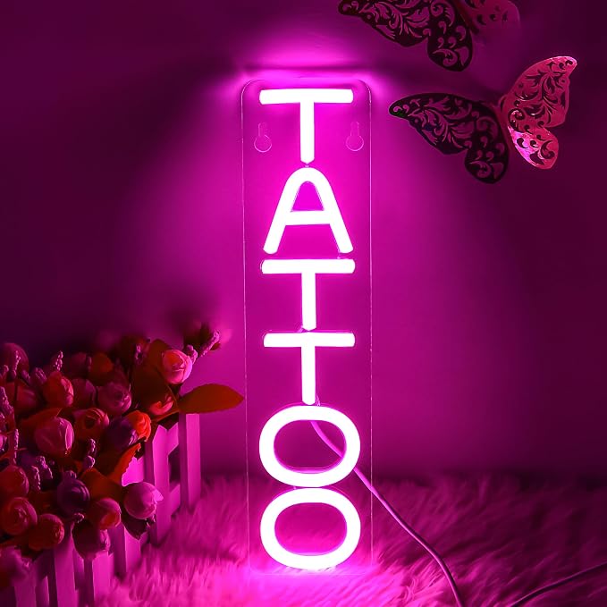 Tattoo Neon Sign for Wall Decor Text Led Neon Light for Business Decor Presents by BlecodeNeonSign
