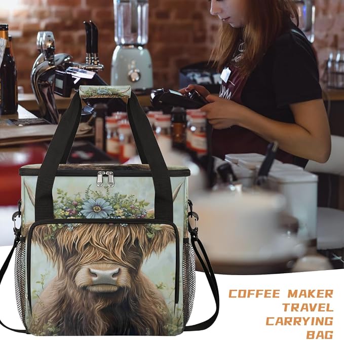 Alpine Cow Flower Coffee Maker Carring Bag Travel Carrying Storage Tote Bag - Image 6