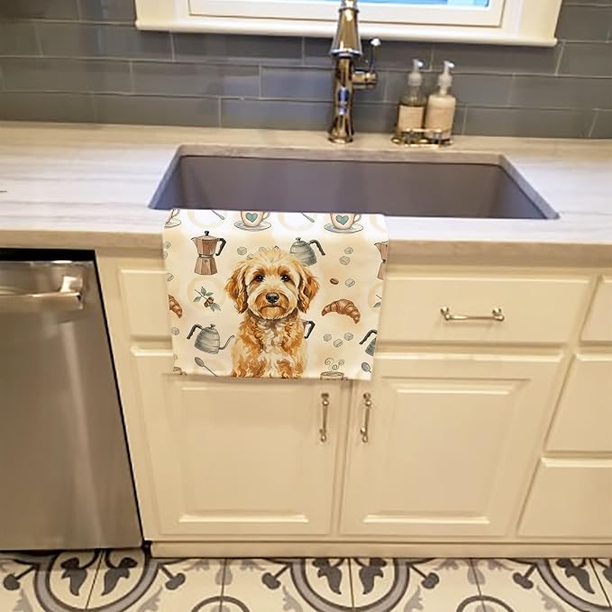 Caroline's Treasures Goldendoodle Coffee Bar Kitchen Towel Velour Plush Front - Image 2