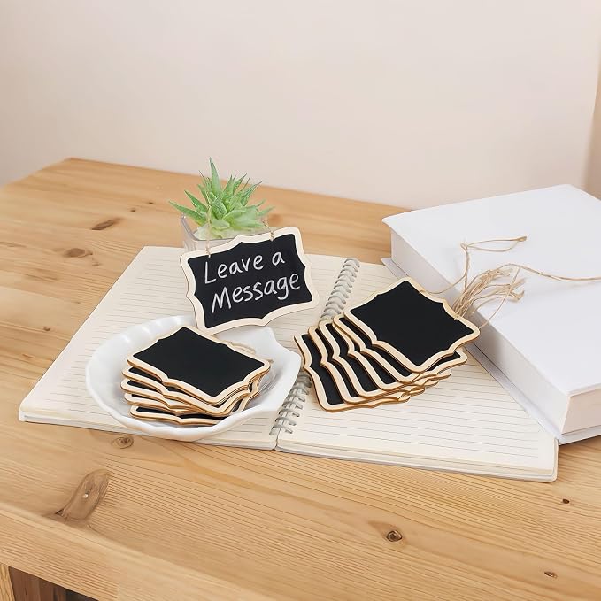 12-Pack Mini Hanging Wooden Chalkboard Labels – Small Reusable Blackboard Tags - Image 7