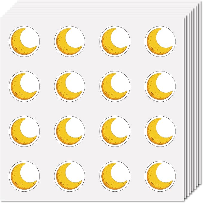 CREATCABIN 128Pcs Moon Stickers Small Round Decal Self-Adhesive Waterproof by CREATCABIN
