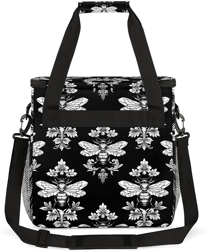 Black Bee Coffee Maker Carring Bag, Large Insulated Storage Organizer Case Tote - Image 5
