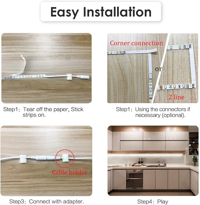 WOBANE Under Cabinet Lighting Kit, RF Remote, Hidden Super Bright Daylight - Image 7