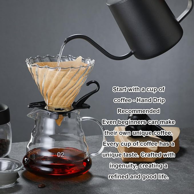 Pour Over Coffee Maker 600ML/20oz, Heat Resistance Borosilicate Glass Dripper - Image 3