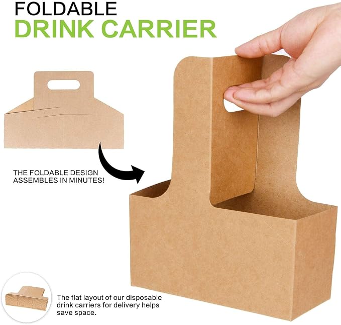 Kaderron Drink Carrier with Handles, Cardboard 2 or 4 Cup Holders, 40 Pack | - Image 5
