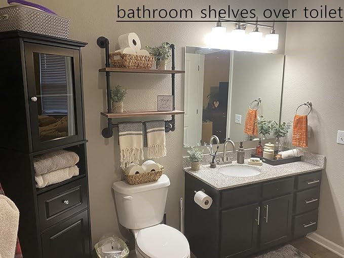 ROGMARS Industrial Pipe Shelf Floating Shelves Bathroom Pipe Shelving Farmhouse - Image 4