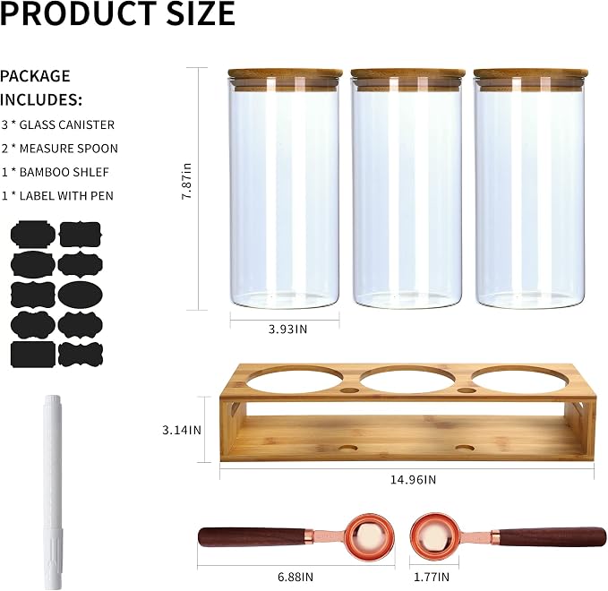 ZOMUIA Glass Coffee Containers Airtight Coffee Bean Storage Canisters - Image 4