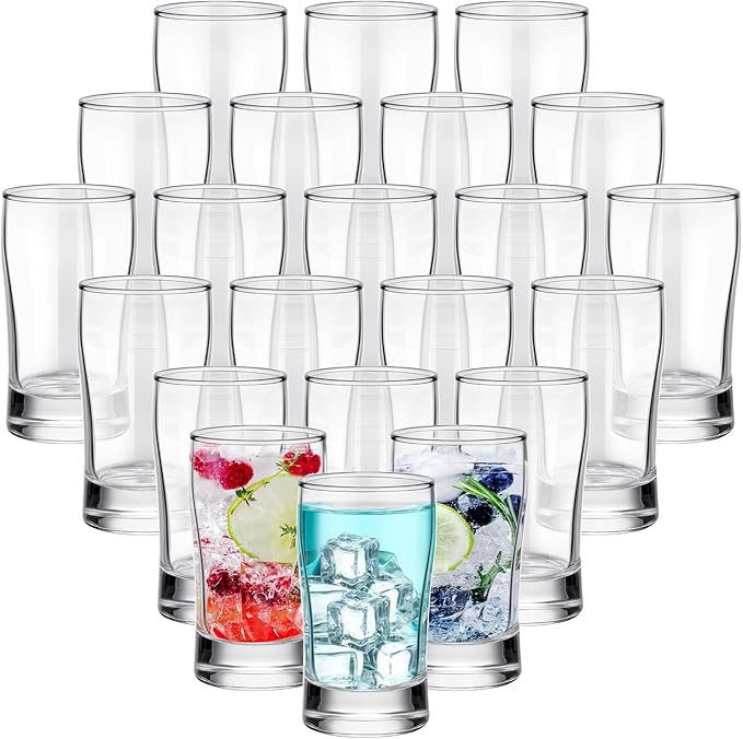 Bokon 24 Pcs Beer Glasses, Small Juice Glasses Cups Iced Tea Glasses Heavy Base by Bokon