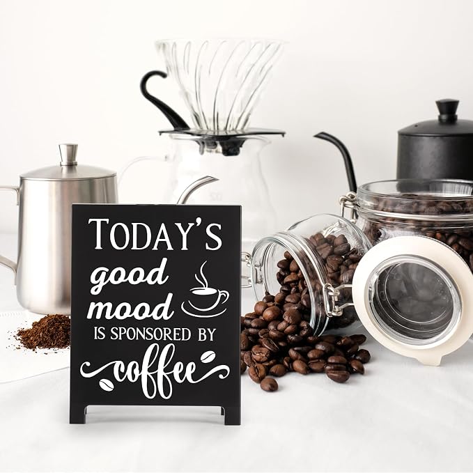 Today's Good Mood Is Sponsored By Coffee Desk Decor Sign Retro Coffees Shop - Image 5