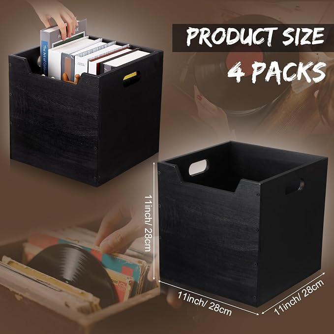 Colingmill 4 Pack Wooden Storage Box Bins Wood Crate - Image 2