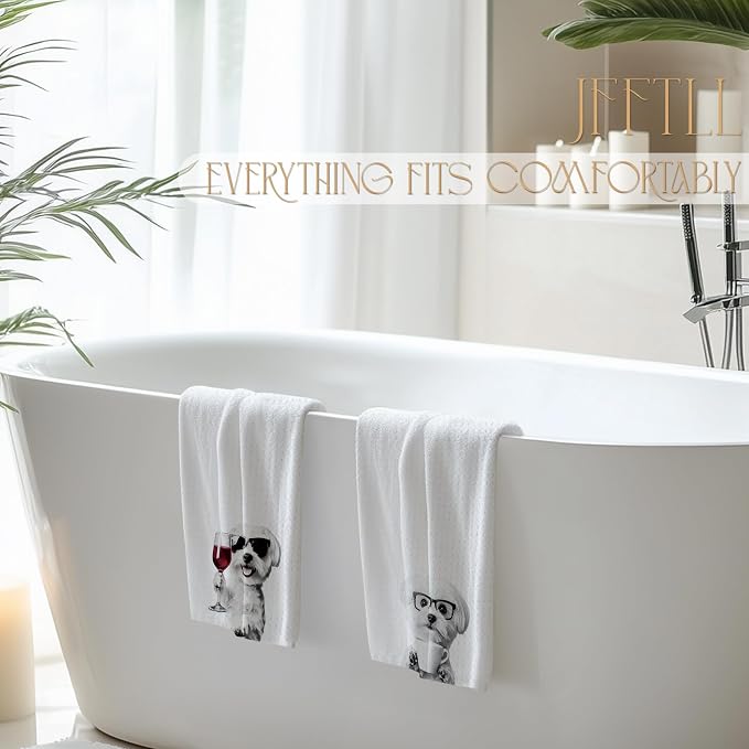 Funny Maltese Kitchen Towels Set of 2, Funny Kitchen Decor, Coffee Station Wine - Image 5