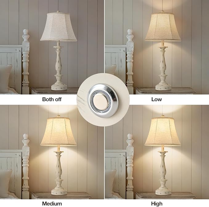 AIDENOEY 28.5" Traditional Table Lamp Set of 2, Rustic Farmhouse Table Lamps - Image 3
