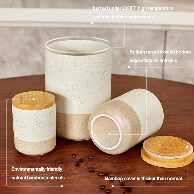 Yangbaga Canister Sets for Kitchen Counter, 80 OZ Large Ceramic Food Storage - Image 4