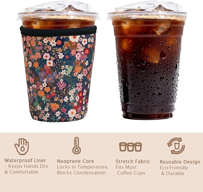 Reusable Insulated Sleeve for Iced Coffee Cup, Beverage Holder for Iced Coffee - Image 6