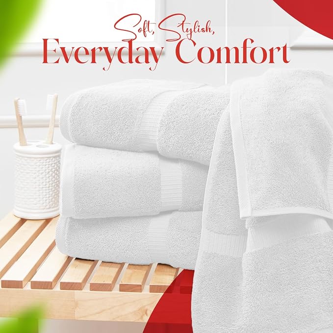 RIVERSIDE Medium Bath Towel Set of 4, 24x48 Inches – 100% Ring-Spun Cotton Bath - Image 6