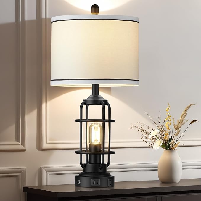 26" Modern Lamp for Living Room, Industrial 3-Way Dimmable Beside Table Lamp - Image 8