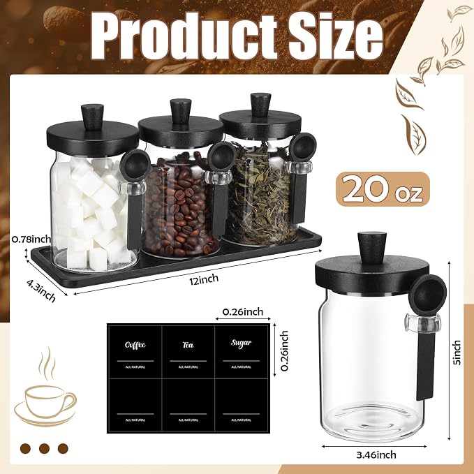 Suclain 3 Pcs Glass Coffee Container - Image 2